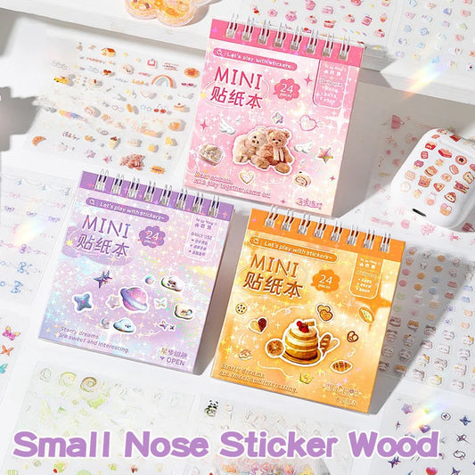 Cartoon Mini Sticker Book Tiny Pet Food Stickers Book Children Girls Nail Sticker Decor DIY Notebook Scrapbook Planner Decals