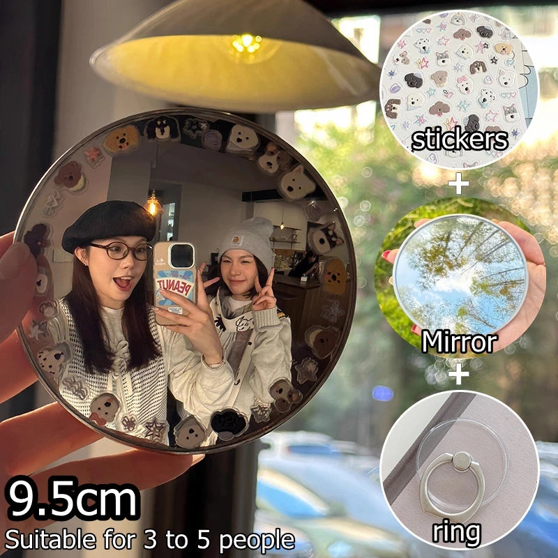 Round Convex Mirror Travel Selfie Photo Props High-definition Mirror Portable Makeup Mirror Handheld Photography Mirrors - Si