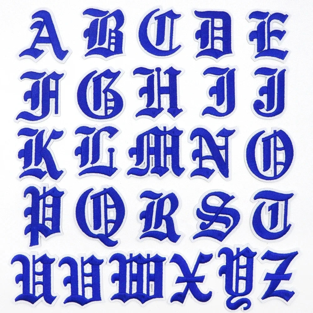 New 1PC Gothic Alphabet Embroidery Patches Iron On Letter Patch A-Z Patch Embroidered Patch Sew On Patches For Clothing Name
