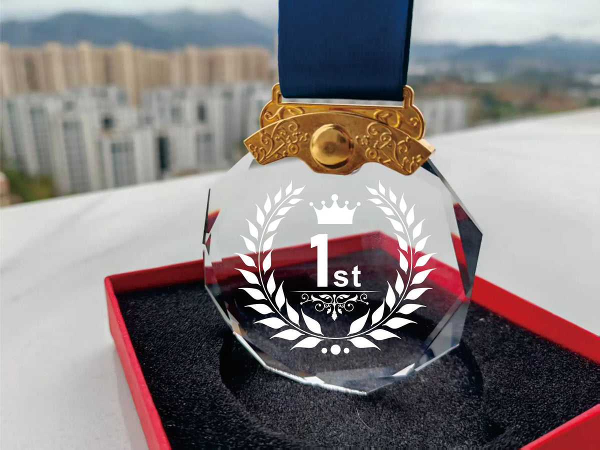 1st 2nd 3rd Place Crystal Trophy - Champion, Runner-Up & Bronze Award Pendants for Sports, Competitions, Ceremonies - 1st pla