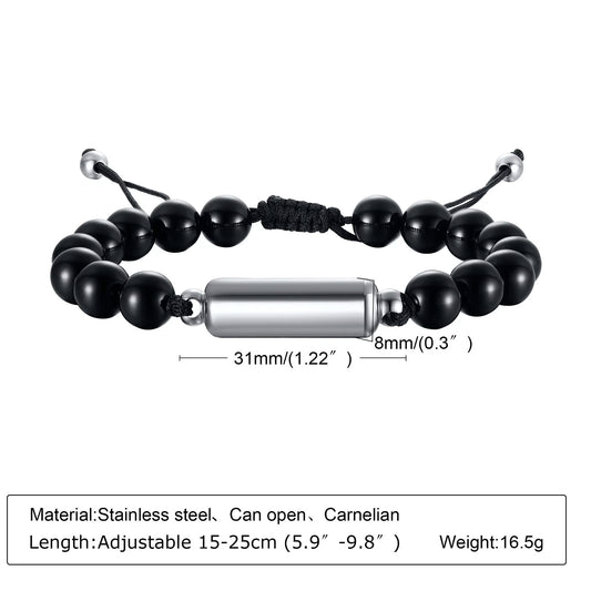 Cremation Urn Bracelets For Men,adjustable Tiger Eye Beads Chain Wristband Pet Family Papa Ashes Holder Stainless Steel Jewel