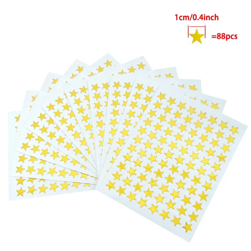 10 Sheets/bag Gold Star Sticker Stamping Five Pointed Star Sticker Children's Reward Sticker Teacher Praise Label - E