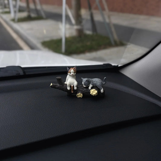 Figurine Car Cats Ornaments Center Console Decoration Sleeping Kitten Dashboard Screen Rearview Ornaments Figurine Car Orname