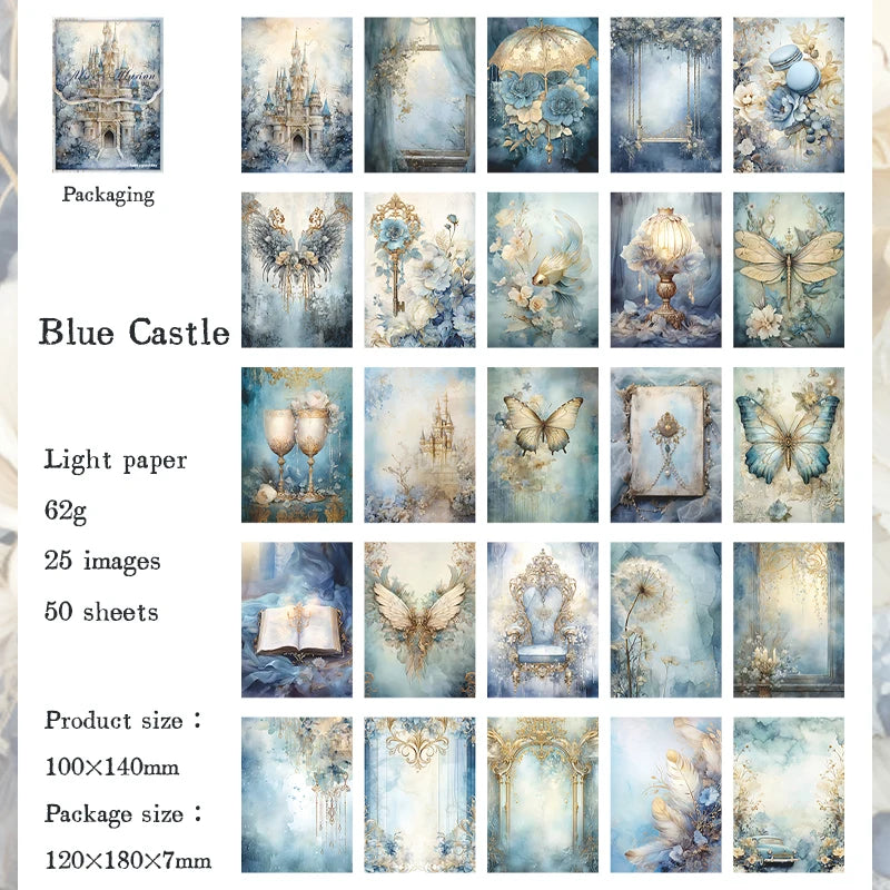 50 pieces of vintage scrapbooking material paper handmade tent DIY collage decoration background craft paper - A