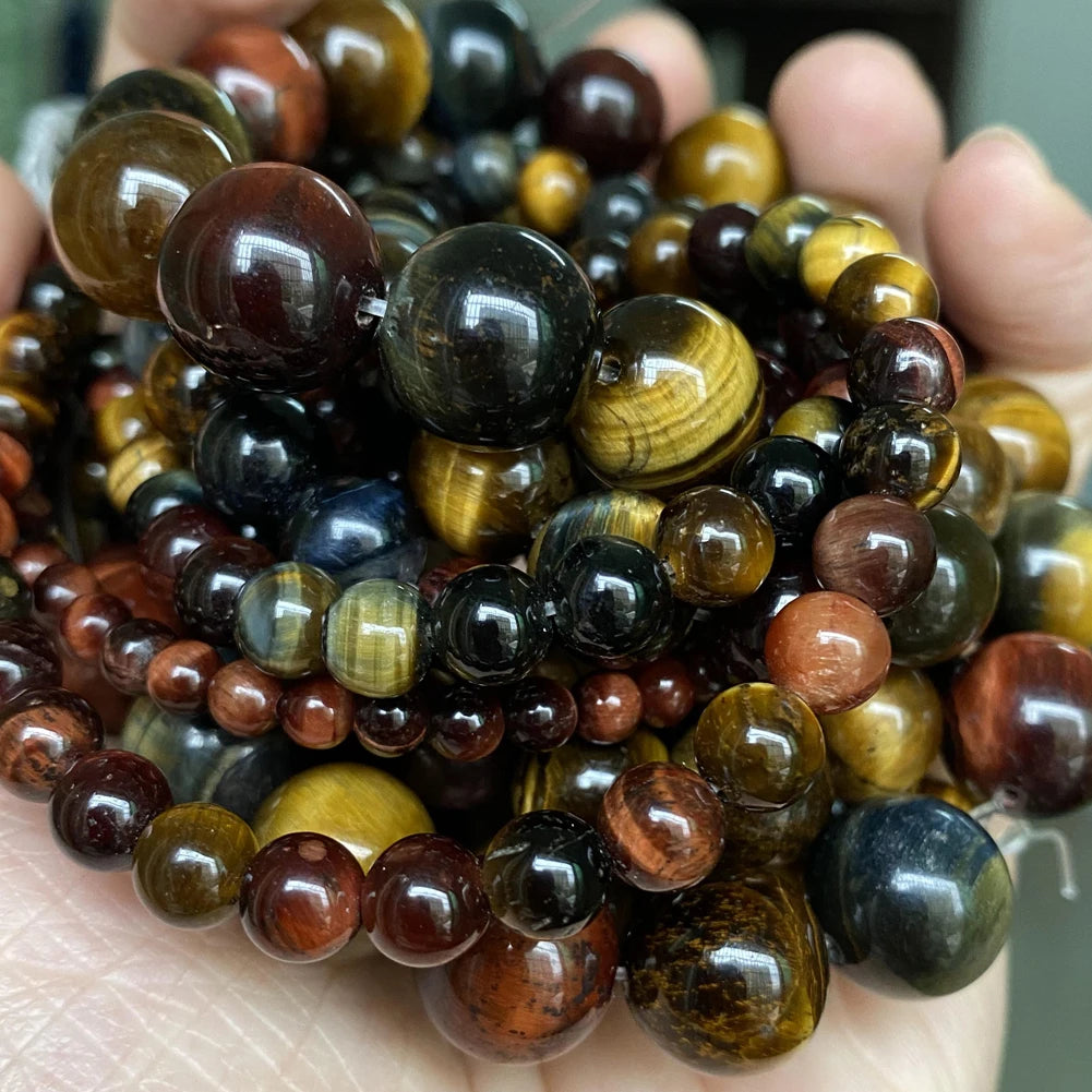 Natural Stone Beads 4 6 8 10mm Tiger Eye Lava Amazonite Turquoises Agates Jaspers Beads For Jewelry Making DIY Bracelet Neckl