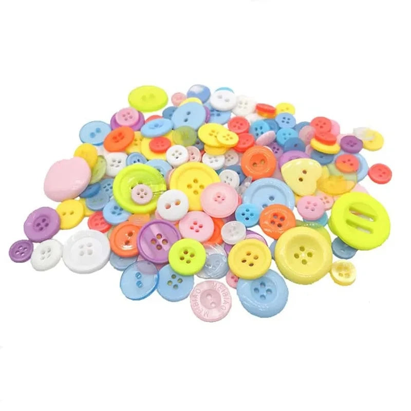 100PCS Colorful Mixed Resin Buttons Rotundity Household Handmade DIY Sewing Supplies Clothing Accessories Material Bags TMZ -