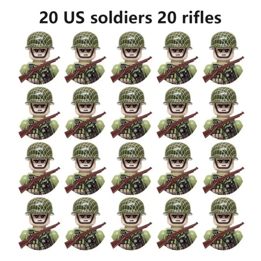 Multi-style military soldiers mini character building blocks DIY assembled building blocks children's collection toys and gif