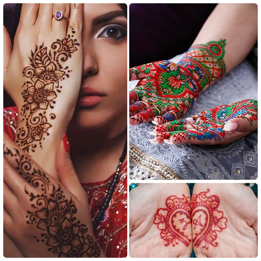 Henna Temporary Tattoo Non-Toxic Cone Body Paint Brown Tattoo Paste Waterproof Body Art Cream For Skin Decoration Festival Bo