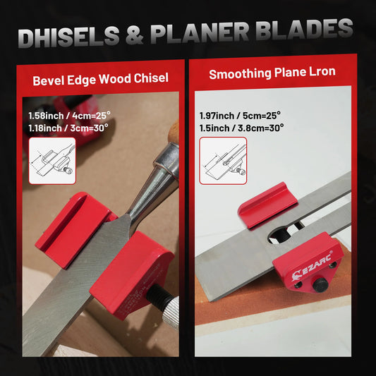 Honing Guide Chisel Sharpening Jig for Chisels 1/8” to 1-7/8” & Planer Blades 1-3/8” to 3-1/8”, Adjustable Angle Guide Sharpe