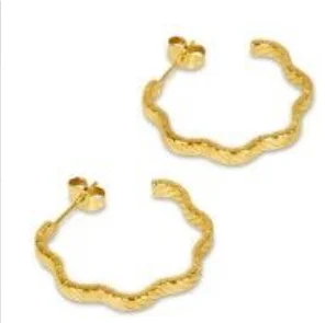 Hoop Earrings for Women Trendy Golden Stainless Steel Earring Jewelry New - D52 Gold