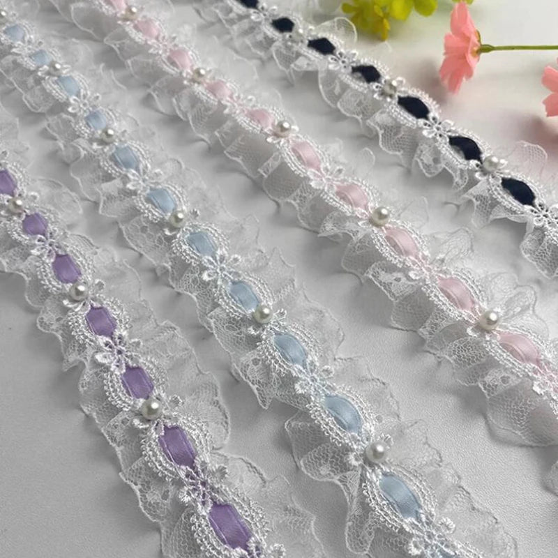 3 Meters Pretty Bow White Black Water Soluble Lace Trim Lace 3.5CM Wdith Fabric