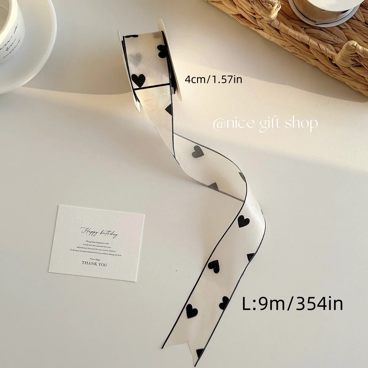 10 Yard Love Flocked Polyester Ribbon 4cm Soft Silk Ribbon For Holiday Decoration Packing Gifts DIY Making Hair Accessories