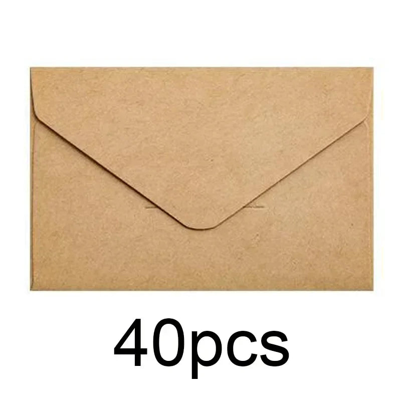 20/40/80PCS Classical White Black Kraft Blank Mini Paper Window Envelopes Wedding Invitation Envelope Gift Envelope - Brown-4