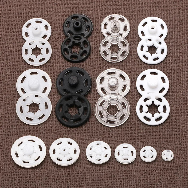 50set Plastic Sew-on Press Buttons Round Clear Invisible Snap Fasteners Buttons for Sewing Baby Clothing DIY Crafts Handmade
