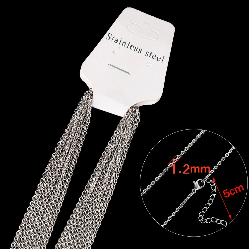 10pcs 45+5cm Gold Stainless Steel Link Cable Chain Necklace with Lobster Clasps for Men & Women Fashion Jewelry Gifts Making