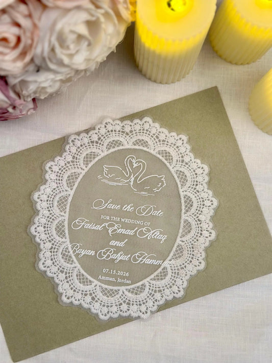 Custom Oval Lace Invitation Card Personalized Vintage Wedding Invites Elegant Party Dinner Invitation Wedding Table Decor