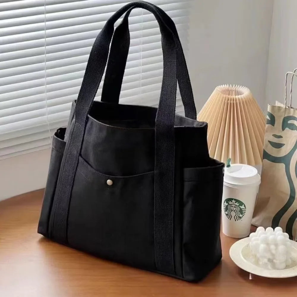 Large Capacity Canvas Tote Bags for Work Commuting Carrying Bag College Style Student Outfit Book Shoulder Bag Shopping Bag -