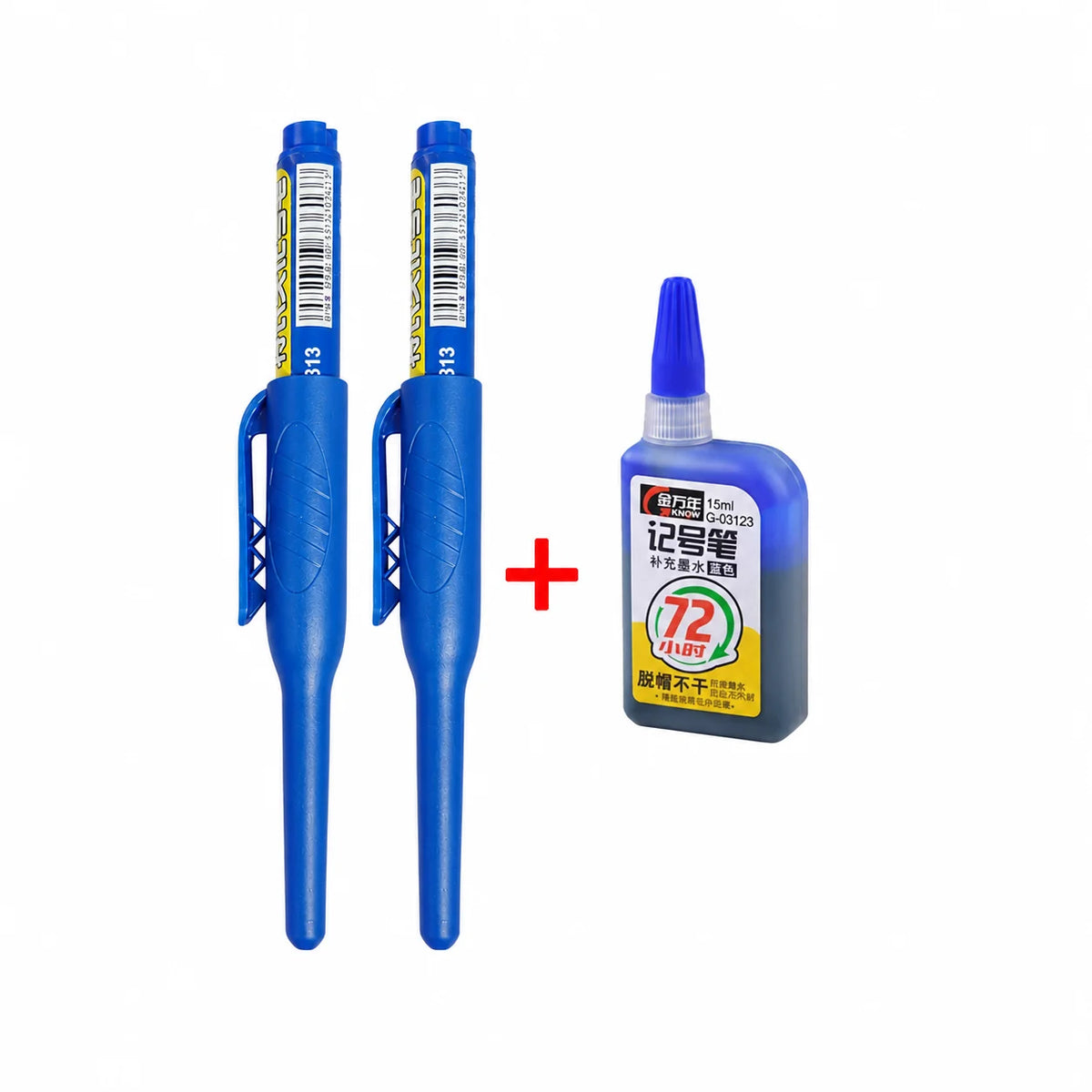 1-6Pcs 45mm Waterproof Long Head Nib Deep Hole Markers Pen Tile Carpenter Pen Multi-purpose for Woodworking Black/Blue/Red In