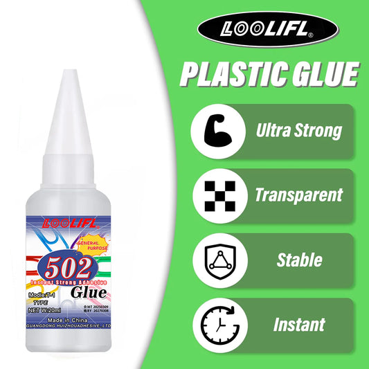502 Super Strong Quick-Drying Adhesive, Professionally Used for Daily Repair of Toy Plastics, Is White, Transparent and Odorl