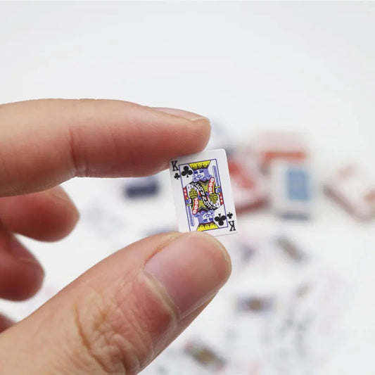 Funny Cute Mini Playing Cards Poker Games Super Small Cards Spoof Gifts Travel Toys Prank Props Dollhouse Miniature Poker Car