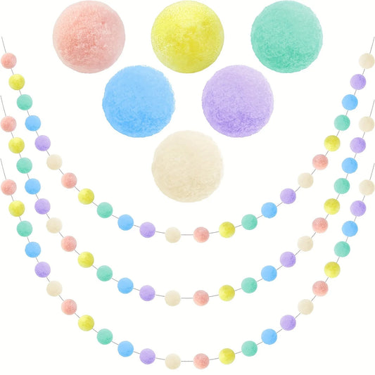 2m Colorful Pompom Pendant Garland Nordic Series Felt Ball String Hanging DIY Handmade Nursery Children Room Home Decor