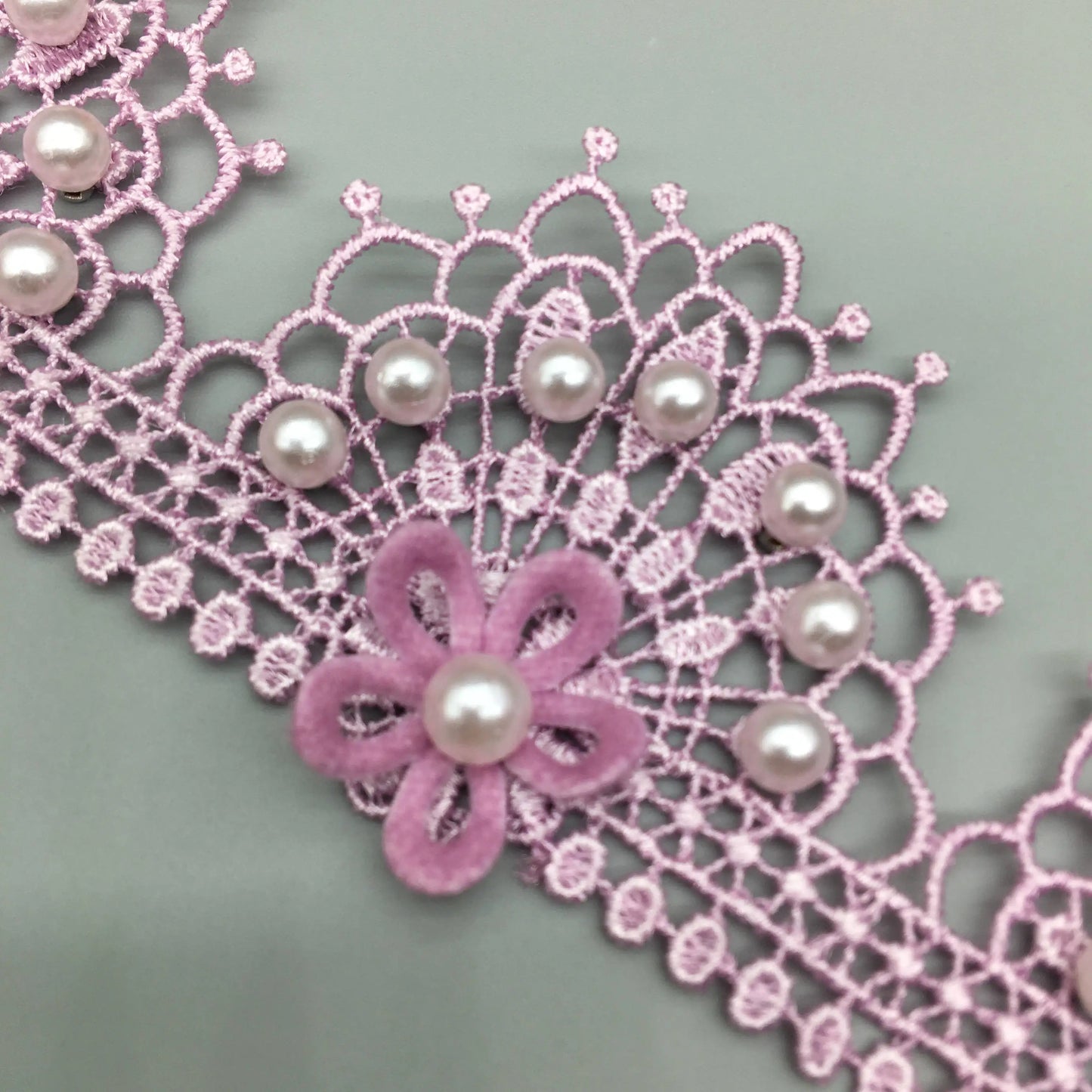 1 yard 4cm Purple Peacock Pearl Beaded Flower Embroidered Lace Trim Ribbon Applique DIY Wedding Dress Sewing Craft Decoration