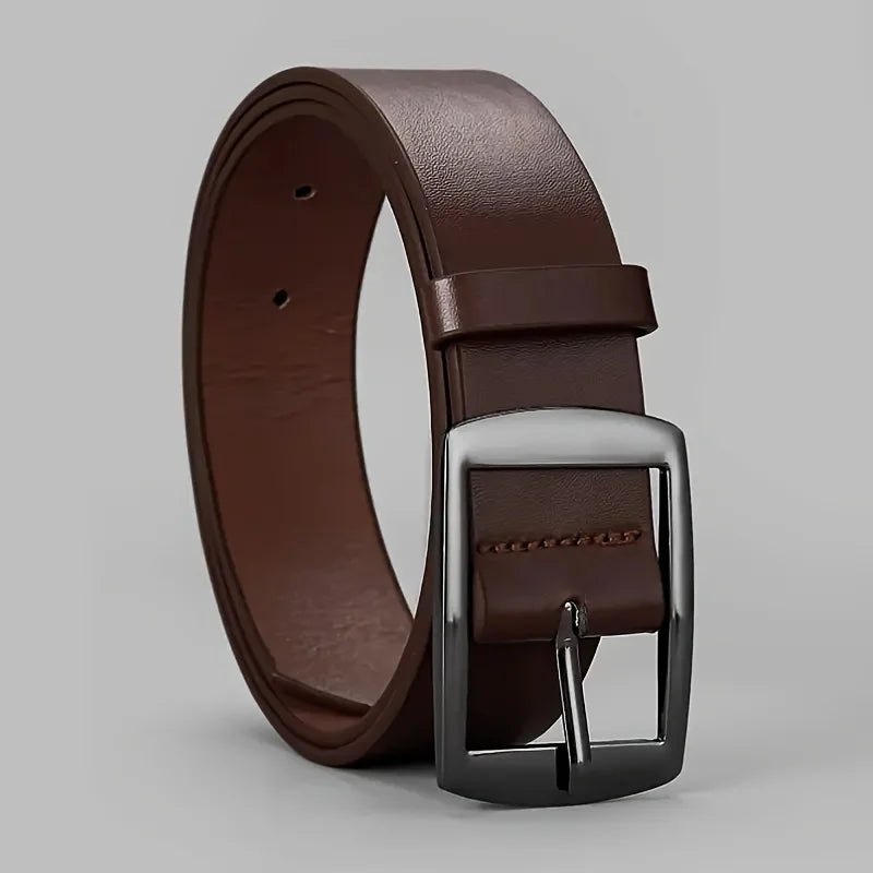 New Luxury Belt for Men PU Leather Belt Metal Pin Buckle Famous Brand Designer Waist Strap Belt for Jeans Plus Size - Brown-4
