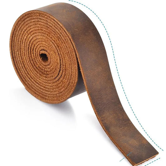 Genuine Leather, Top Grain, Vintage-style Cattlehide Leather Strip, Crazy Horse Leather, Handmade DIY, 1.8mm Thick, Oily Waxe