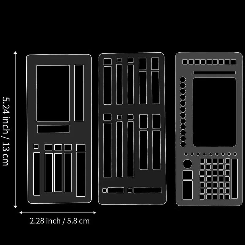 3Pcs Handmade Flexible Record Template Reusable Stencils Drafting Tools For Journaling Checklists Boxes Lines & Daily Plannin