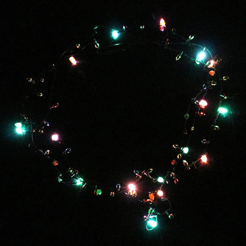 Xmas Led Lights Necklace With 8 Lights Bulbs Christmas Flash String Lights Glow Light String Necklace Festival decoration