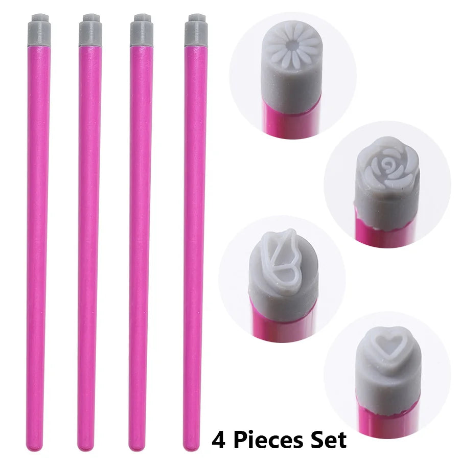 4Pcs/ 6Pcs Nail Art Stamp Pen Set, Easy DIY Nail Stamping, Stamper with Floral Butterfly Designs and Patterns - 4 pieces set