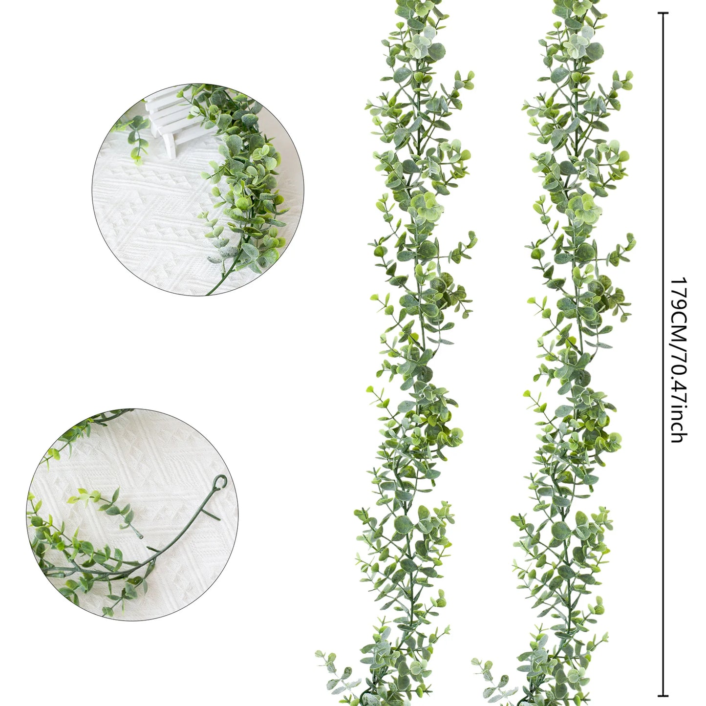 180cm Artificial Eucalyptus Garland with White Flowers for Home Festival Wall Hanging Garden Wedding Backdrop Arch Party Deco