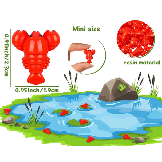 10/20 Pcs Mini Resin Lobster Figurines, Cute Tiny Red Crawfish Miniatures, Micro Landscape DIY Craft Home Decoration Supplies