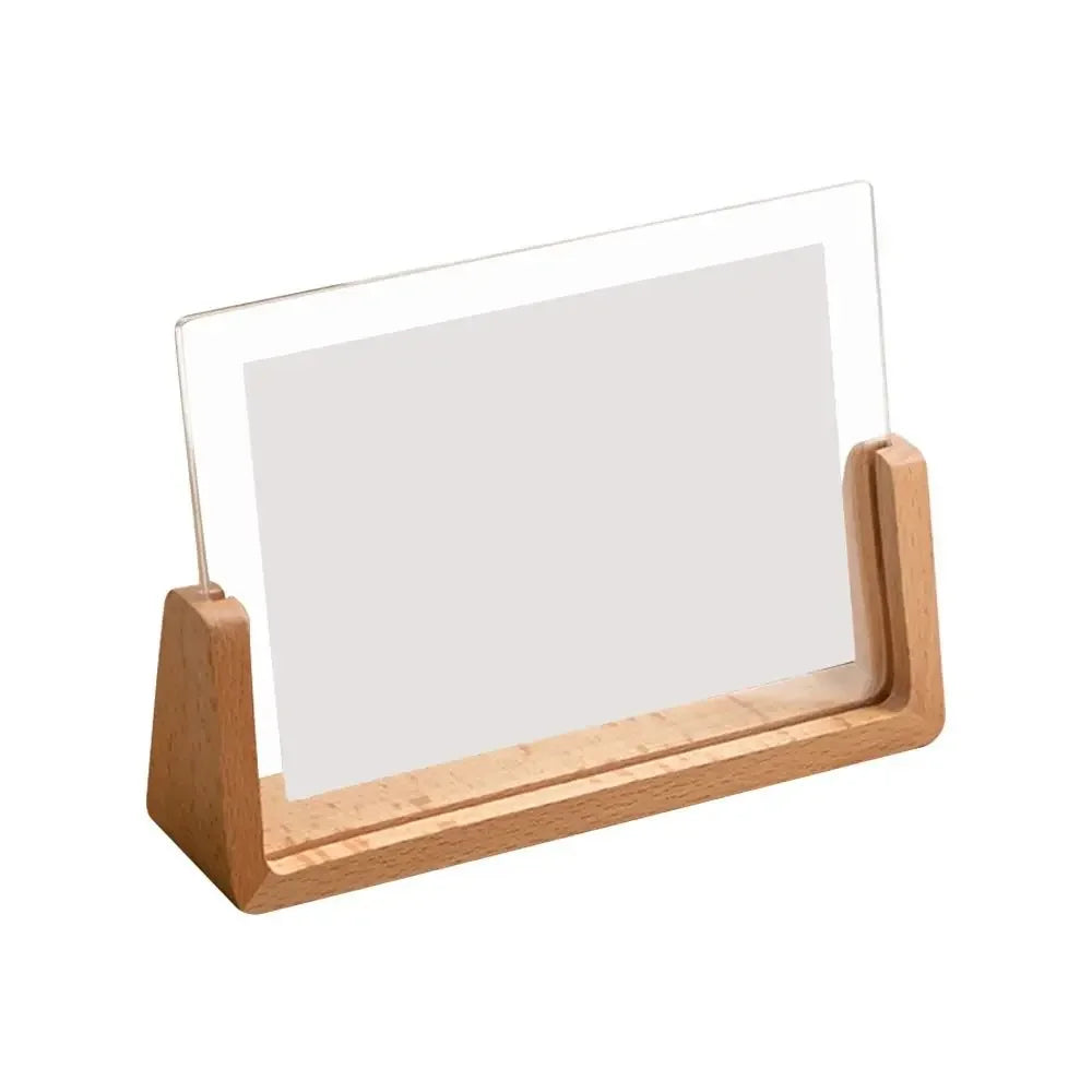 Walnut/Beech Creative Photo Frame Acrylic U Shape Transparent Frame Desktop Wood Wedding Pictures Frame Office Decor - 12.7x1