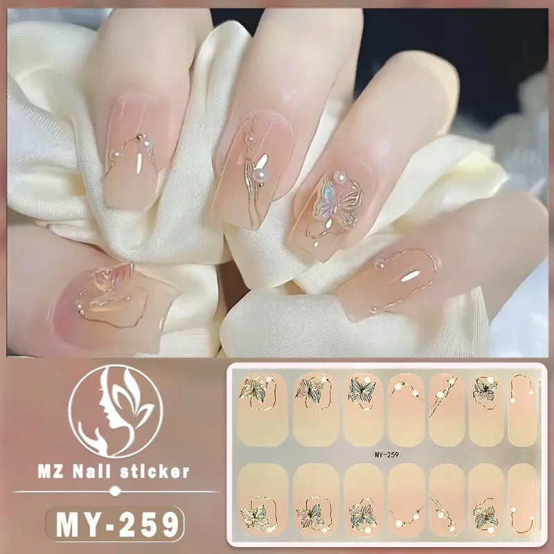 Nail Sticker Full Cover Waterproof Nail Art Manicure Decoration Sweet DIY Nail Decail Rhinestones Self Adhesive Manicure INS