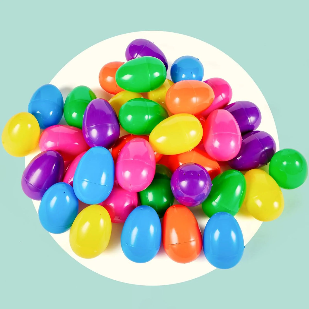 30pcs Easter Eggs Empty Plastic Eggs Fillable Colorful Bright Eggshell Bulks for Easter Hunt Filling Treats Party Favor - 30p