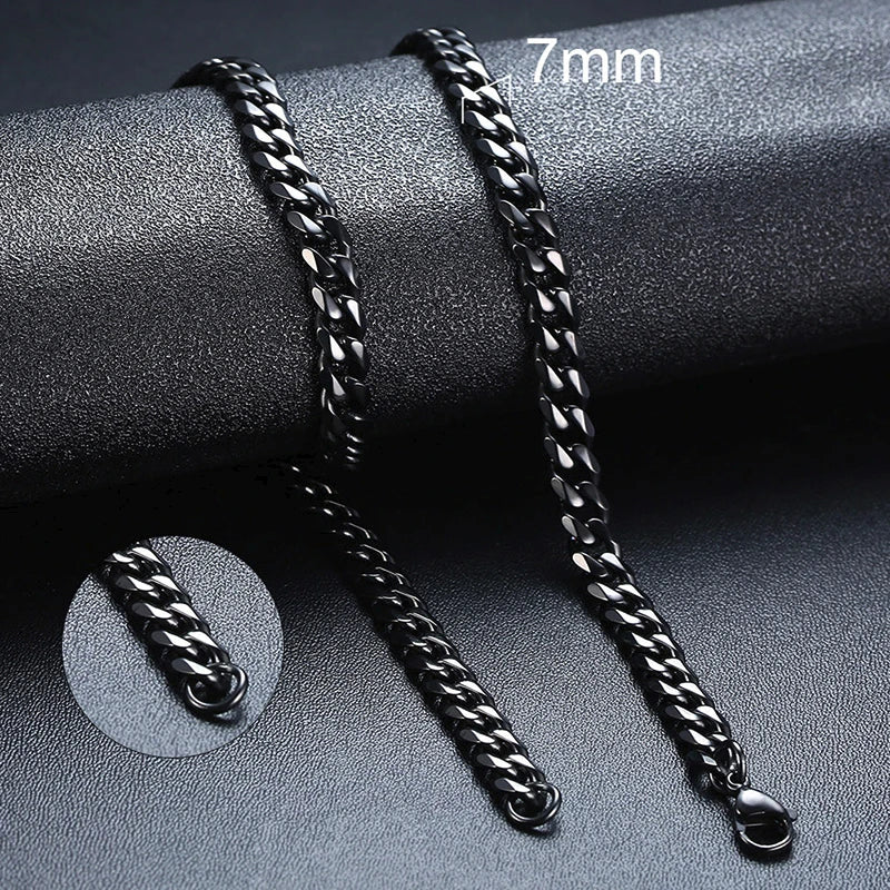 Vnox Cuban Chain Necklace for Men Women,Basic Punk Stainless Steel Curb Link Chain Chokers,Vintage Gold Color Solid Metal Col