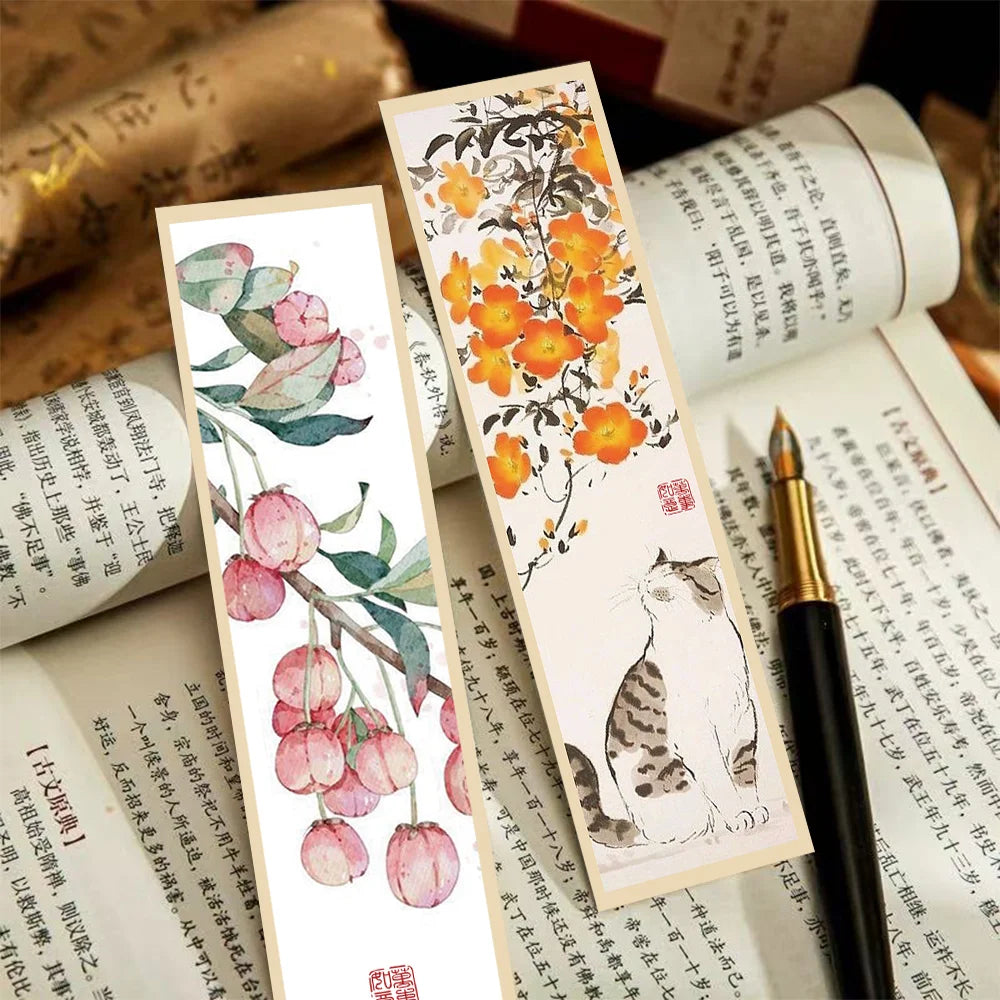 30pcs Chinese painting style bookmarks Chinese ink painting reading book page book marking notebook marking student stationer