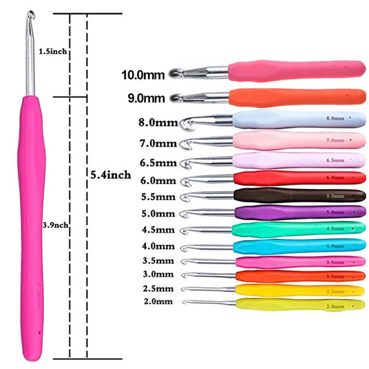 KOKNIT 1pcs Crochet Hook Mix Size 1.0mm to 10.0mm Soft Handle Knitting Hooks Needles DIY Craft Yarn Sewing Needle For Mom's G