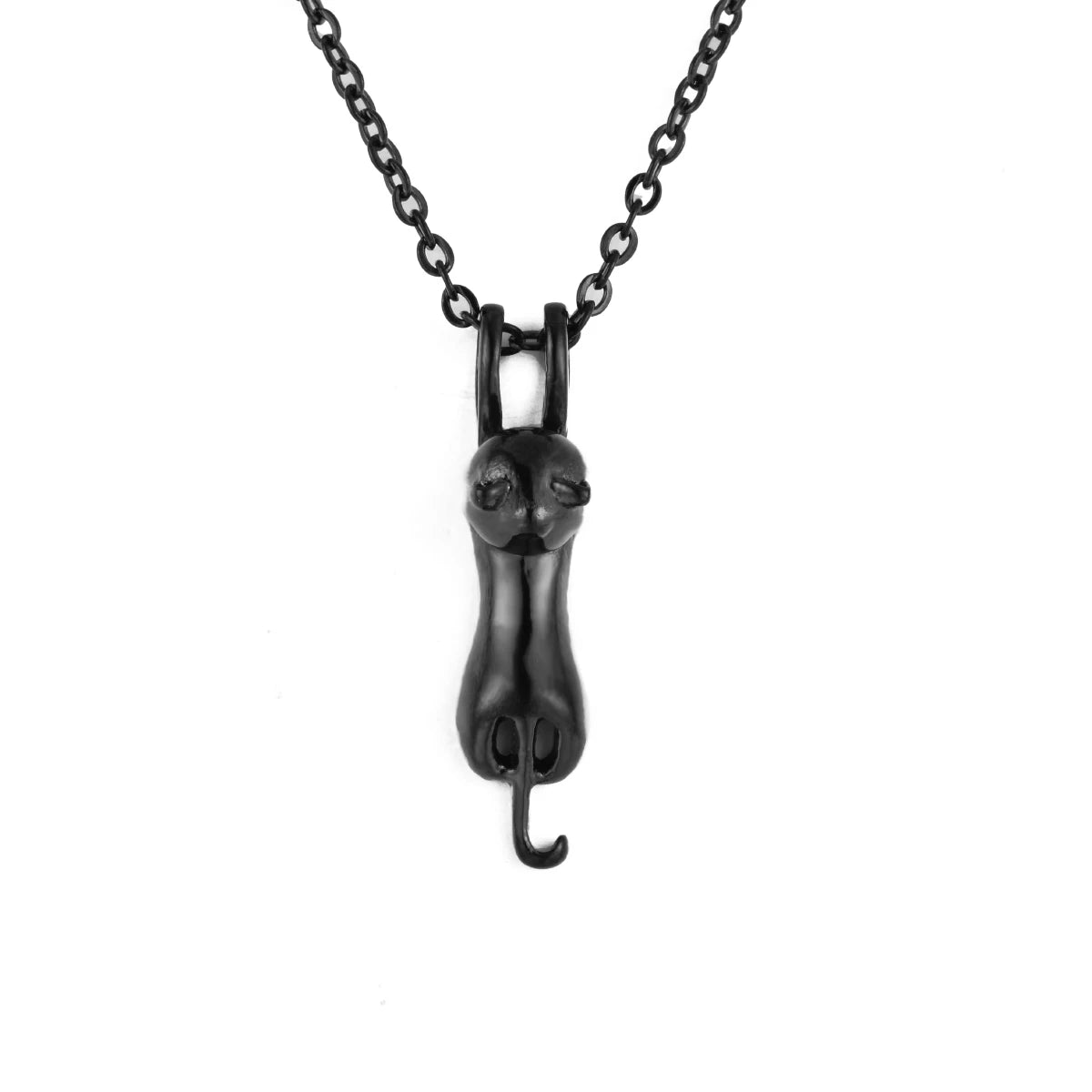 Pet Cremation Jewelry for Ashes Memorial Pendant Black Cat Animal Stainless Steel Urn Necklace Women Men Keepsake - Black