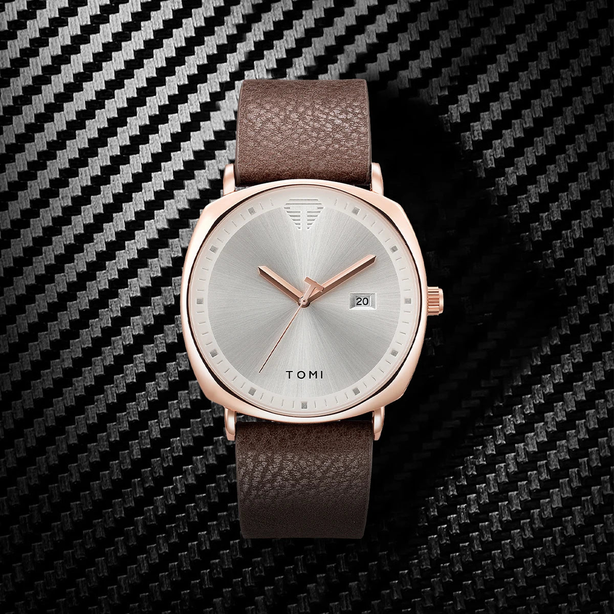 TOMI Men's Watch Minimalist Fashion Sports Watch Calendar Leather Casual Quartz Watch - Brown gold