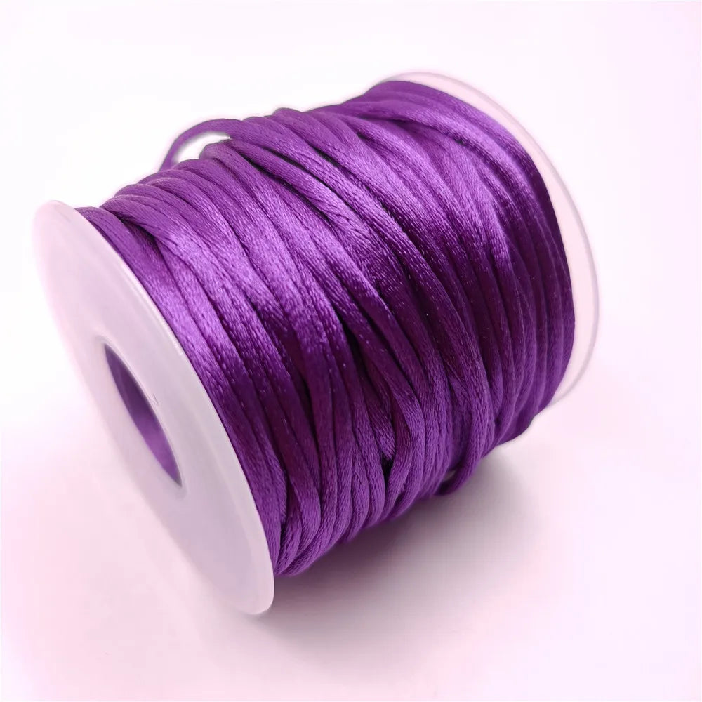2mm Colorful Rattail Satin Cord Thread Chinese Knot Macrame Bracelet Braided String DIY Tassels Beading Thread 10-225meters -