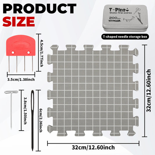 Foam Thick Blocking Boards Kit with Grids Blocking Mat and T-Pins Easy to Install Handmade Knitting And Crochet Accessories