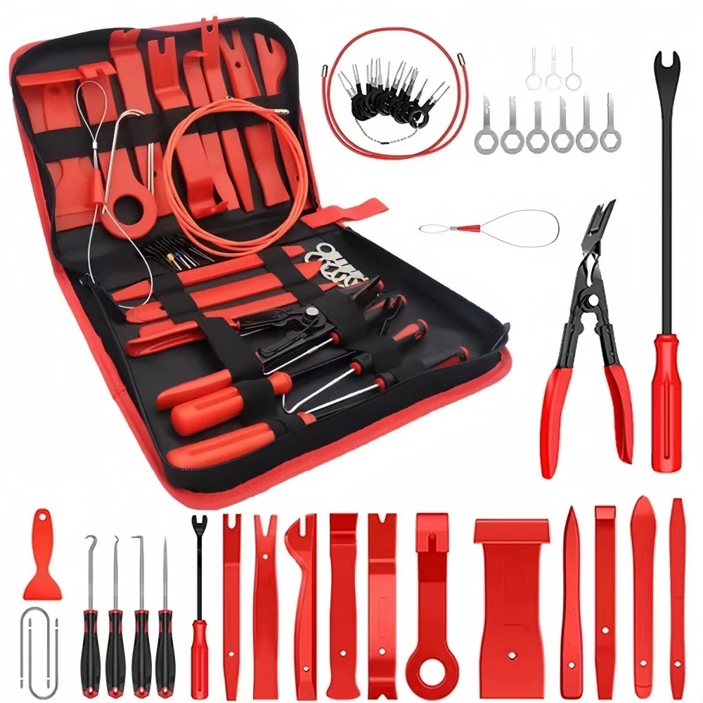 Auto Interior Disassembly Kit Car Plastic Trim Removal Tool Car Clips Puller Diy Panel Tools For Auto Trim Puller Set - Red 4