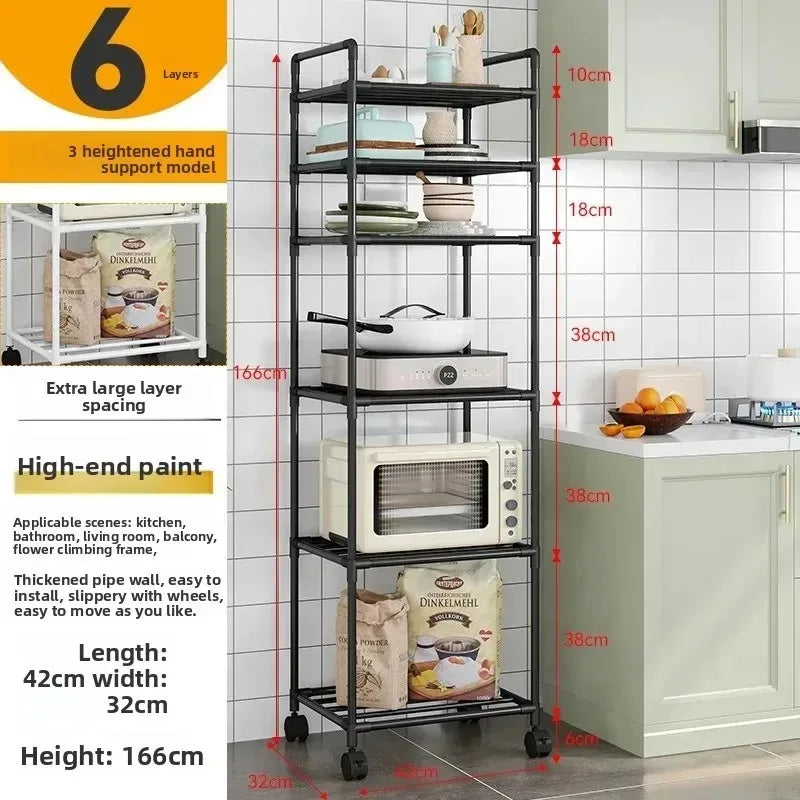 Minimalist style household storage rack, multi-layer adjustable shelf, mobile storage cart - 45
