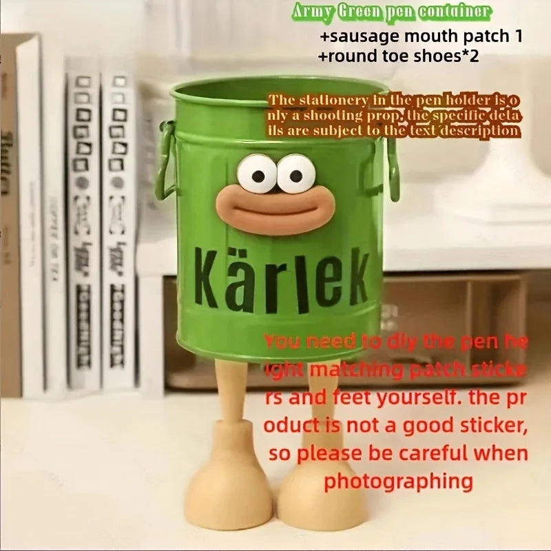 1pc Cartoon Personality Pen Holder Set, Desktop Organizer Bucket, Ideal Gift for Home and Study Stationery Storage - 1Pc D