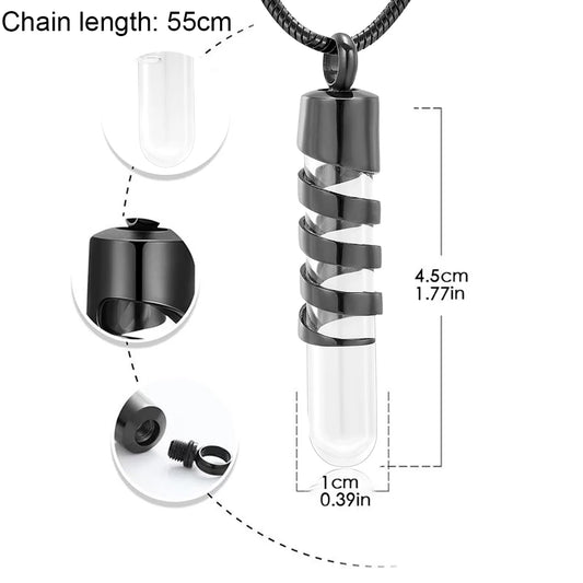 Clear Glass Tube Cremation Urn Jewelry Ashes Holder Necklace Keepsake Memorial Pendant Stainless Steel Cremation Jewelry