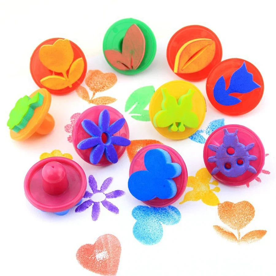 6pcs/set Flower Leaf Painting Sponge Stamp with Short Handles EVA Craft Stamps for DIY Art Graffiti Decorative Painting JXB