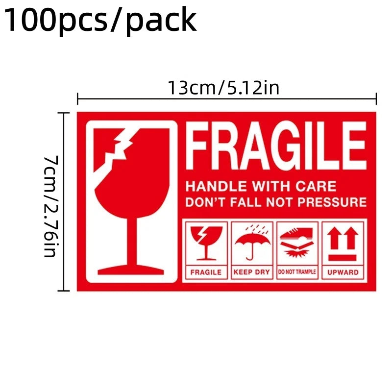 250Paste/Roll Fragile English Warning Label Sticker,Copper Plate Adhesive Anti-Tamper Fragile Item Warning Stickers - Style B