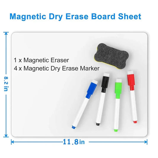 A4 Size Dry Erase White Board for Fridge Sticker Magnetic Whiteboard,Portable 11.8"x8.2" Planner for Refrigerator